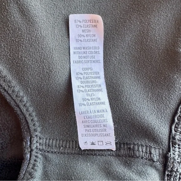 Aerie Offline Dark Green Distressed Faux Leather Sports Bra Top - Picture 8 of 9